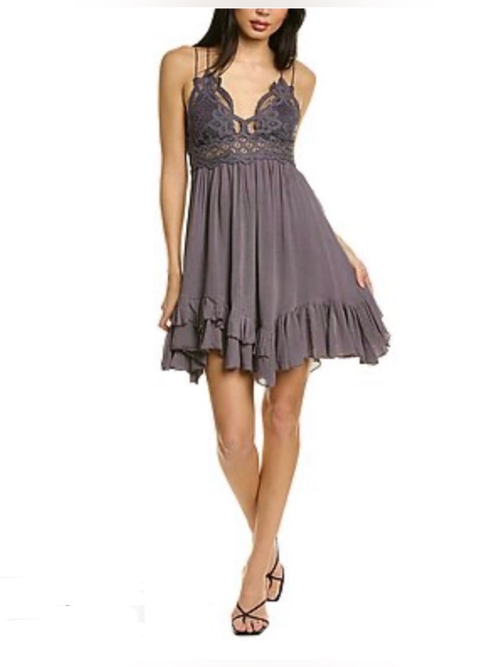 FREE PEOPLE SzS~LACE TRIM SPAGHETTI STRAP BEACH DAY TO NIGHT MINI DRESS SUNDRESS